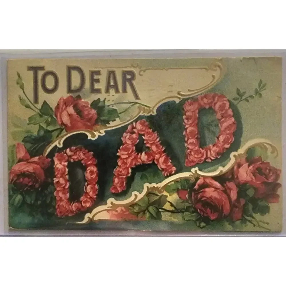 Lot Of Four Vintage Antique Embossed Postcards Flowers Father Dad Cousin